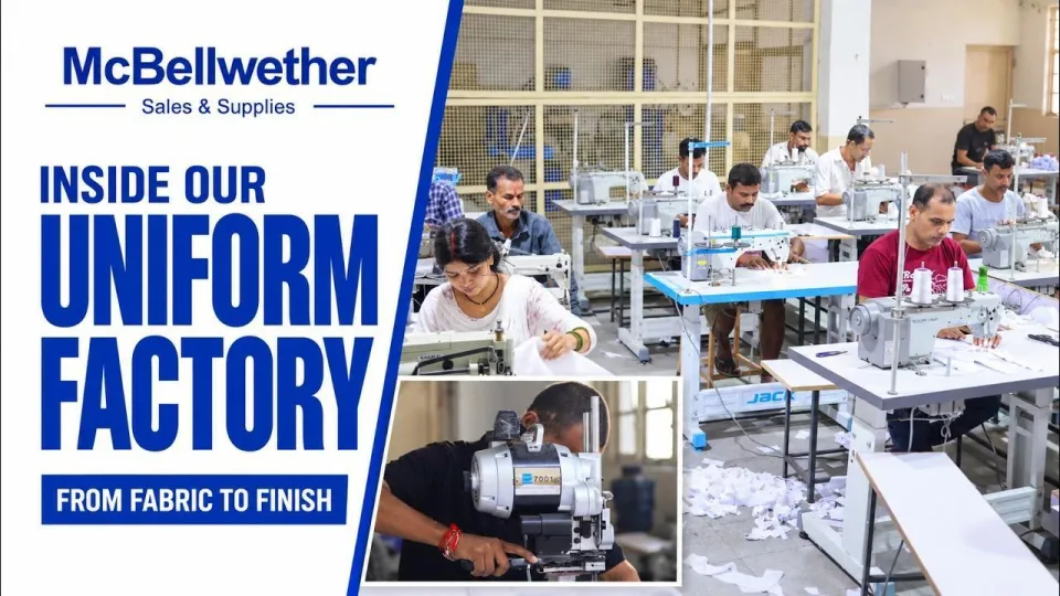 Video thumbnail: tailors at work on McBellwether's uniform factory floor