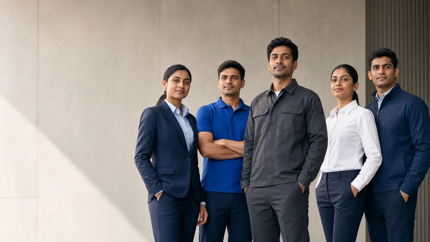 Corporate team in uniforms